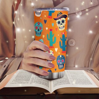 Foto 6 | Foto 6 | Taza De Café Tumbler Oasisdream De 600 Ml Con Estampado De Calaveras Acero Inoxidable 18/8 - Venta Internacional.