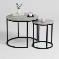 Juego De Mesas De Café Redondas Estilo Minimalista Patas Metálicas Gris