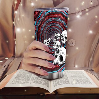 Foto 6 | Foto 6 | Taza Tumbler Oasisdream De Acero Inoxidable De 600 Ml Con Estampado De Calaveras - Venta Internacional.