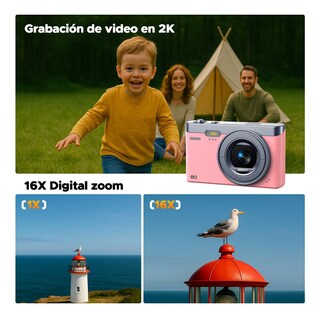 Foto 2 | Foto 2 | Cámara Digital Eo Safe Imports Webcam Autofoco Principiante +32gb Esi-23752 Rosa