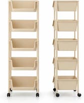 Carrito Organizador De Plástico Con Ruedas Y 5 Estantes Multiusos Bluelander