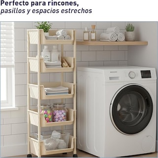 Foto 3 | Foto 3 | Carrito Organizador De Plástico Con Ruedas Y 5 Estantes Multiusos Bluelander