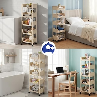 Foto 4 | Foto 4 | Carrito Organizador De Plástico Con Ruedas Y 5 Estantes Multiusos Bluelander