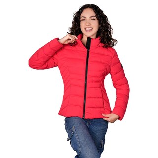 Foto 1 | Foto 1 | Chamarra Larga Capitonada Para Mujer Con Capucha Desmontable Greenlander Rojo