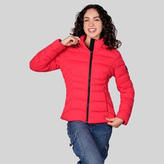 Foto 3 | Foto 3 | Chamarra Larga Capitonada Para Mujer Con Capucha Desmontable Greenlander Rojo