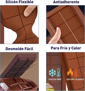 Foto 3 | Foto 3 | Set De 2 Moldes De Silicona Para Chocolate Reutilizables Antiadherentes Y Fácil Desmolde Bluelander