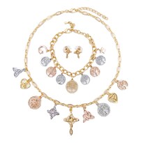 Set Collar Pulsera Aretes Nudo De Bruja Arbol De La Vida Oro