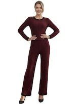 Conjunto 2 Piezas Blusa Manga Larga Y Pantalón Conj-090 Vino Ajuste Cómodo Sofisticado Para Mujer