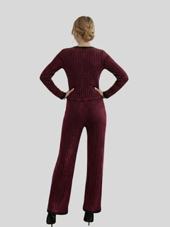 Foto 3 | Foto 3 | Conjunto 2 Piezas Blusa Manga Larga Y Pantalón Conj-090 Vino Ajuste Cómodo Sofisticado Para Mujer