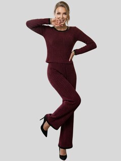 Foto 5 | Foto 5 | Conjunto 2 Piezas Blusa Manga Larga Y Pantalón Conj-090 Vino Ajuste Cómodo Sofisticado Para Mujer