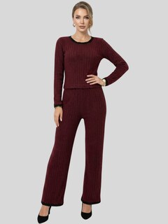 Foto 7 | Foto 7 | Conjunto 2 Piezas Blusa Manga Larga Y Pantalón Conj-090 Vino Ajuste Cómodo Sofisticado Para Mujer