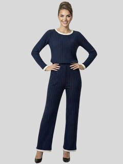 Foto 2 | Foto 2 | Conjunto 2 Piezas Blusa Manga Larga Y Pantalón Conj-090 Marino Ajuste Cómodo Sofisticado Para Mujer