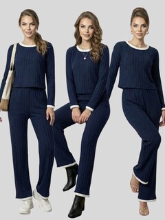 Foto 7 | Foto 7 | Conjunto 2 Piezas Blusa Manga Larga Y Pantalón Conj-090 Marino Ajuste Cómodo Sofisticado Para Mujer