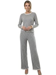 Foto 1 | Foto 1 | Conjunto 2 Piezas Blusa Manga Larga Y Pantalón Conj-090 Gris Ajuste Cómodo Sofisticado Para Mujer