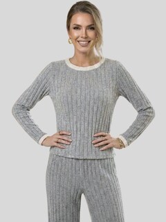 Foto 6 | Foto 6 | Conjunto 2 Piezas Blusa Manga Larga Y Pantalón Conj-090 Gris Ajuste Cómodo Sofisticado Para Mujer