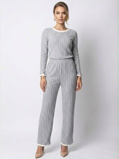 Foto 7 | Foto 7 | Conjunto 2 Piezas Blusa Manga Larga Y Pantalón Conj-090 Gris Ajuste Cómodo Sofisticado Para Mujer