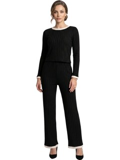 Foto 1 | Foto 1 | Conjunto 2 Piezas Blusa Manga Larga Y Pantalón Conj-090 Negro Ajuste Cómodo Sofisticado Para Mujer