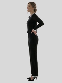 Foto 4 | Foto 4 | Conjunto 2 Piezas Blusa Manga Larga Y Pantalón Conj-090 Negro Ajuste Cómodo Sofisticado Para Mujer