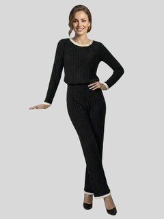 Foto 5 | Foto 5 | Conjunto 2 Piezas Blusa Manga Larga Y Pantalón Conj-090 Negro Ajuste Cómodo Sofisticado Para Mujer