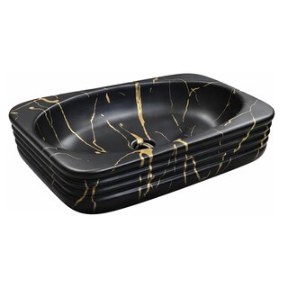 Foto 1 | Foto 1 | Lavabo Ovalín Negro Con Betas Doradas De Lujo