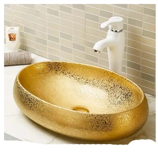 Foto 3 | Foto 3 | Lavabo Cerámico Brilloso Dorado Moderno Premium