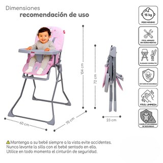Foto 8 | Foto 8 | Silla Periquera D Bebe Light Ultra Compacta Ajustable Rosa