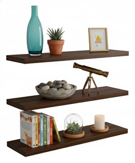 Foto 1 | Foto 1 | Kit 3 Repisas Flotantes Zovali Color Nogal Estantes Minimalista 50x15 Cm