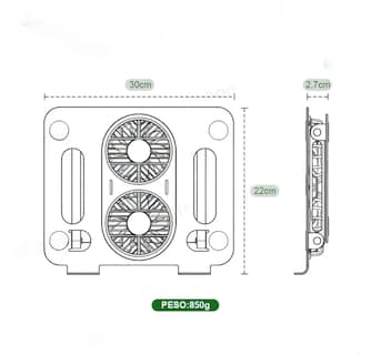 Foto 3 | Foto 3 | Base Enfriadora Ventilador Soporte Para Laptop Modelo Gris
