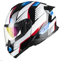 Casco Para Moto Modular Ilm B-711 Negro Y Blanco Brillante Talla Xl Moteros