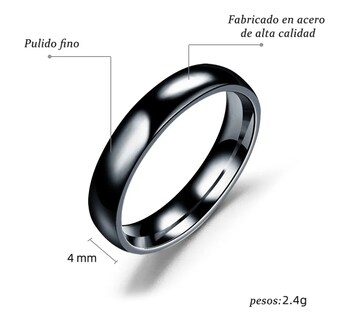 Foto 2 | Foto 2 | Xtellar Anillo De Pareja De Titanio Liso De Acero Inoxidable Simple Negro 6mm Talla 8