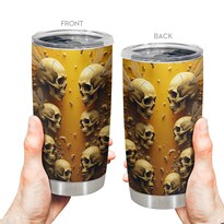 Taza De Café Tumbler Oasisdream De Acero Inoxidable 600 Ml Con Estampado De Calaveras - Venta Internacional.