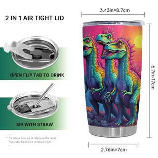 Foto 2 | Foto 2 | Taza De Café Tumbler Oasisdream De 600 Ml Con Estampado De Dinosaurios - Venta Internacional.