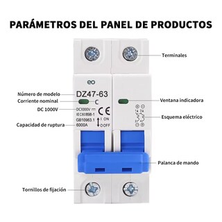 Foto 2 | Foto 2 | Interruptor Termomagnético Solar Fotovoltaico Dc 1000v 63a Eo Safe Imports Esi-23786 Blanco