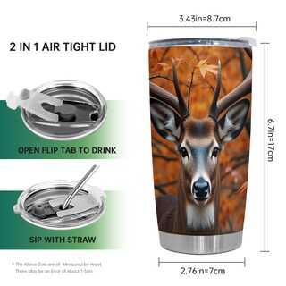 Foto 2 | Foto 2 | Taza Taza Tumbler Oasisdream De Acero Inoxidable 600 Ml Con Estampado De Ciervos - Venta Internacional.