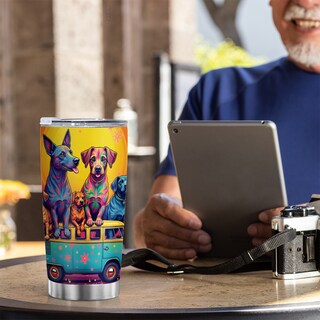 Foto 6 | Foto 6 | Taza De Café Travel Tumbler Oasisdream De 600 Ml Con Estampado De Perros - Venta Internacional.