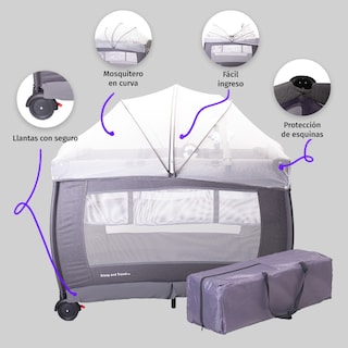 Foto 2 | Foto 2 | Cuna Corral Bebe Extra Grande Aeiou Bc003 Cambiador Dark Grey