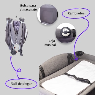 Foto 5 | Foto 5 | Cuna Corral Bebe Extra Grande Aeiou Bc003 Cambiador Dark Grey