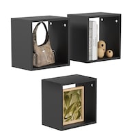 Juego De 3 Repisas Flotantes Box Moru Color Negro