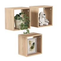 Juego De 3 Repisas Flotantes Box Moru Color Roble