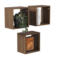 Juego De 3 Repisas Flotantes Box Moru Color Latte