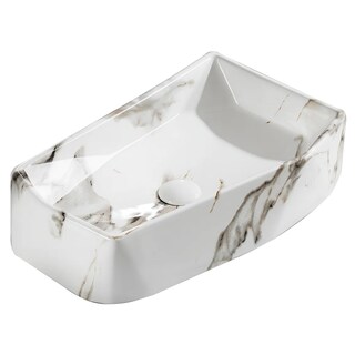 Foto 1 | Foto 1 | Lavabo Ceramico Diseño Rayado Marmol Blanco Rectangular