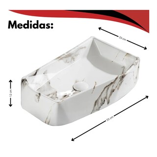 Foto 2 | Foto 2 | Lavabo Ceramico Diseño Rayado Marmol Blanco Rectangular