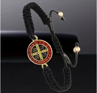 Foto 3 | Foto 3 | Pulsera Tejida Medalla San Benito 2pz Rojo Negra