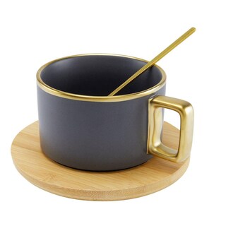 Foto 1 | Foto 1 | Taza Promocional De Cerámica Base De Bambú Y Cuchara Dorada-mabum