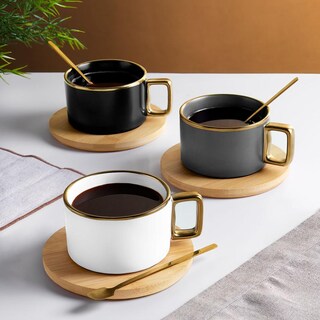 Foto 3 | Foto 3 | Taza Promocional De Cerámica Base De Bambú Y Cuchara Dorada-mabum