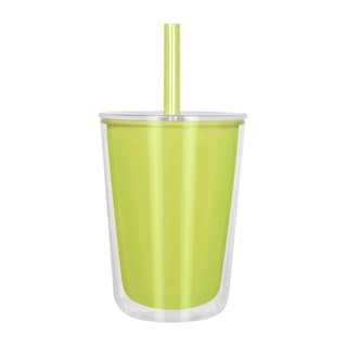 Foto 2 | Foto 2 | Vaso Promocional De Plástico Doble Pared Con Popote Y Tapa Push-elissa