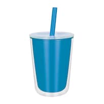 Vaso Promocional De Plástico Doble Pared Con Popote Y Tapa Push-elissa