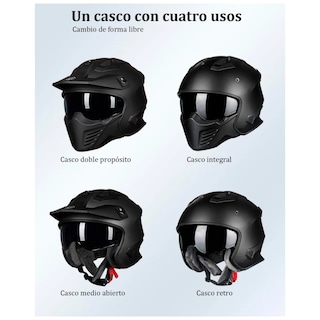 Foto 4 | Foto 4 | Casco Para Moto Modular Ilm 726x Negro Mate Moteros