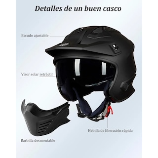 Foto 5 | Foto 5 | Casco Para Moto Modular Ilm 726x Negro Mate Moteros