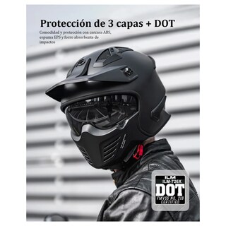 Foto 6 | Foto 6 | Casco Para Moto Modular Ilm 726x Negro Mate Moteros